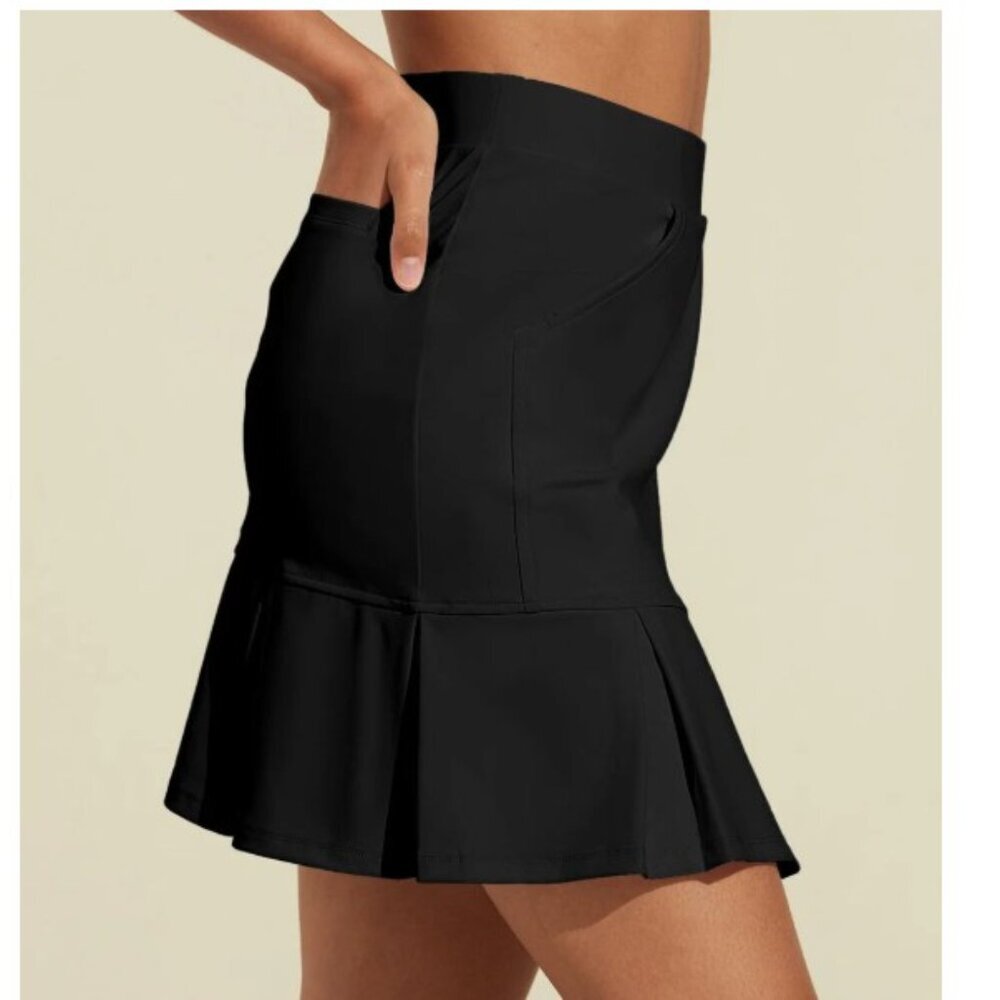 Acegolfs Basic 19 Inch High Waist Pleated Skort UPF50+, Medium